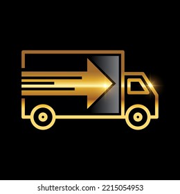 golden color fast shipping car icon