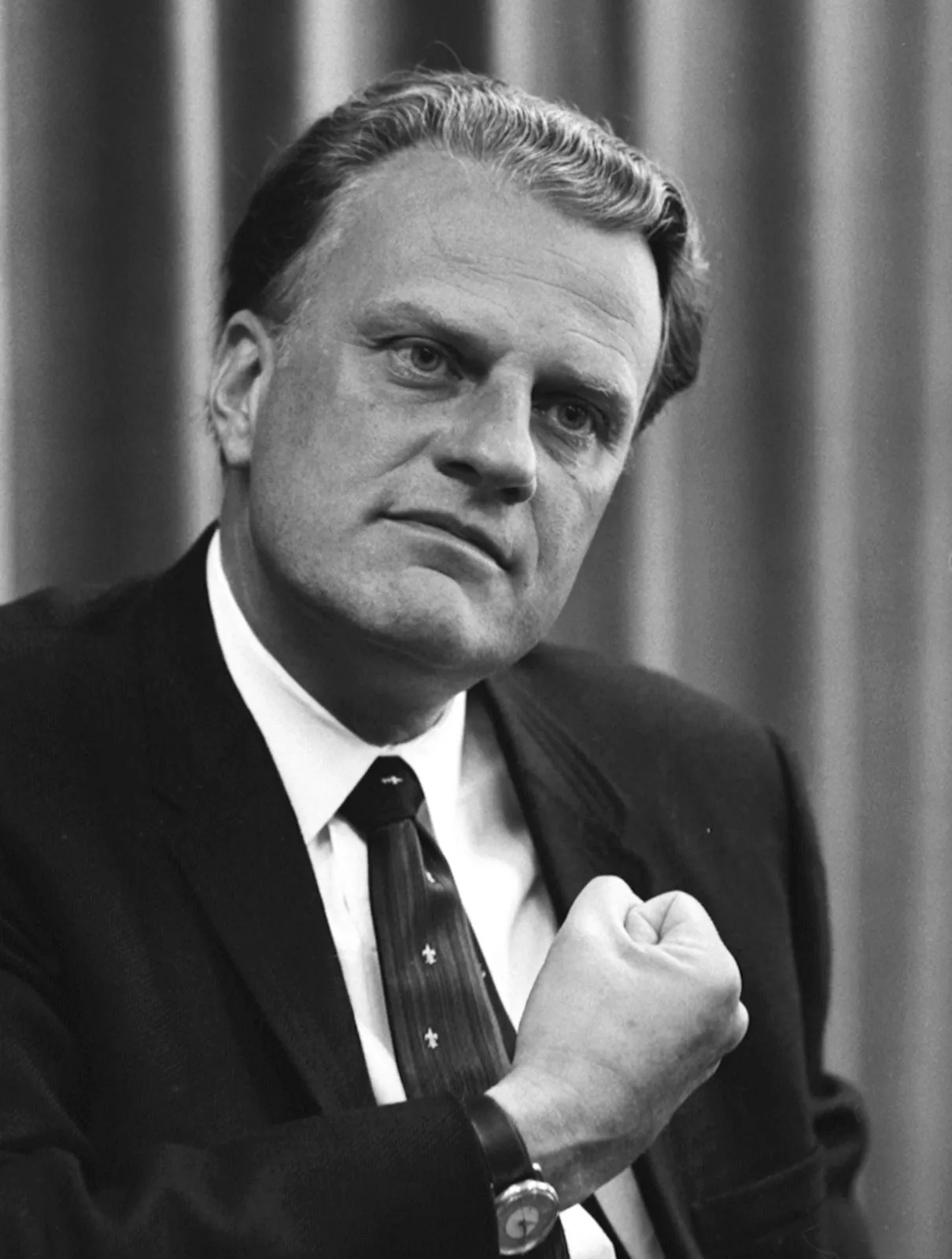 black and white picture of Billy Graham with a beautiful smile