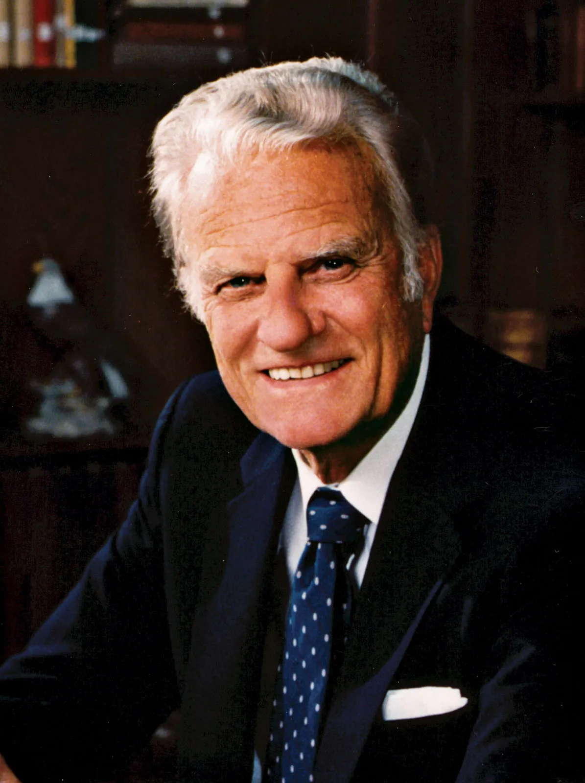 coloured picture of Billy Graham with a beautiful smile